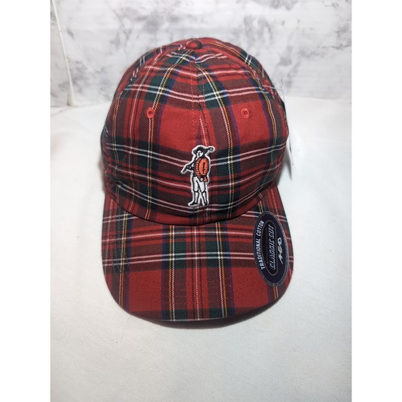NWT Ahead Golf Red Plaid Special Edition Classic Cut Strap Back Hat Cap - Picture 1 of 10